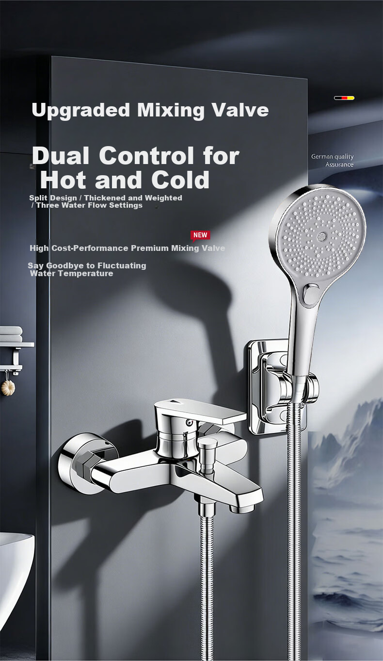 HOMK [Germany] Mixer Shower Faucet Set Shower Head Shower Set Hot and Cold Water Tap Shower Faucet Valve Accessories 2
