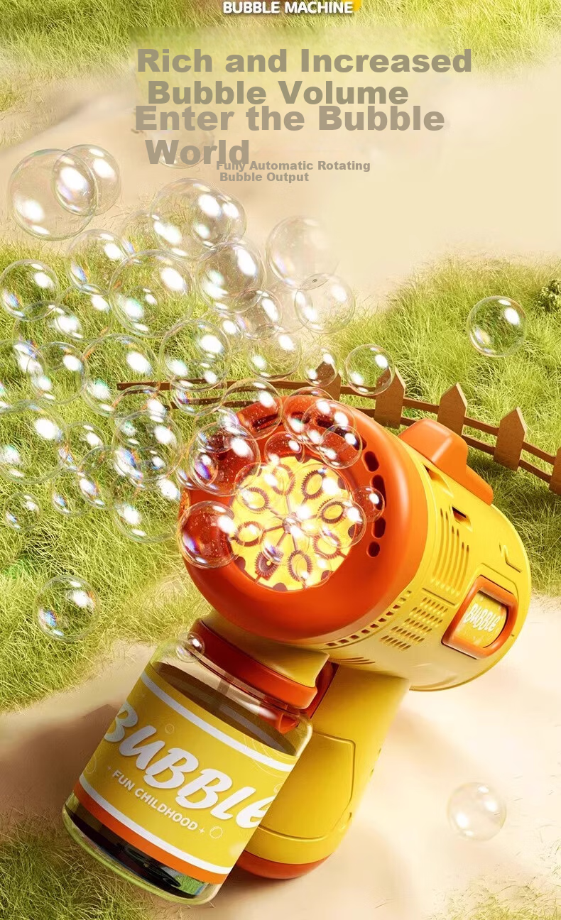 Guou Children's Multi-Hole Bubble Machine Bubble Gun Toy Small Steel Cannon Fully Automatic Electric Leak-Proof Children's Day Gift 2