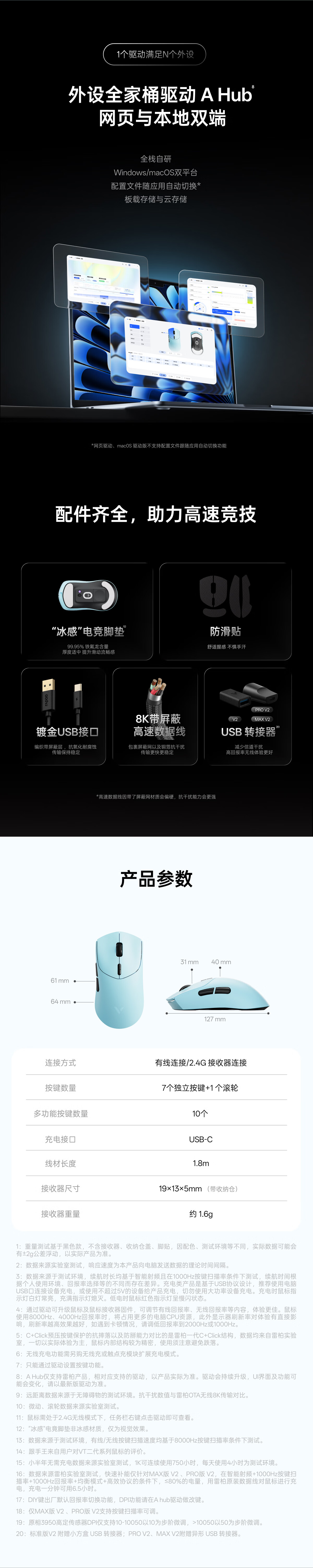 Rapoo VT7 V2 Large Hand Wireless/Wired Dual-Mode Gaming Mouse Lightweight PAW3950 Engine Delta Action FPS PUBG Esports Lava Red 12