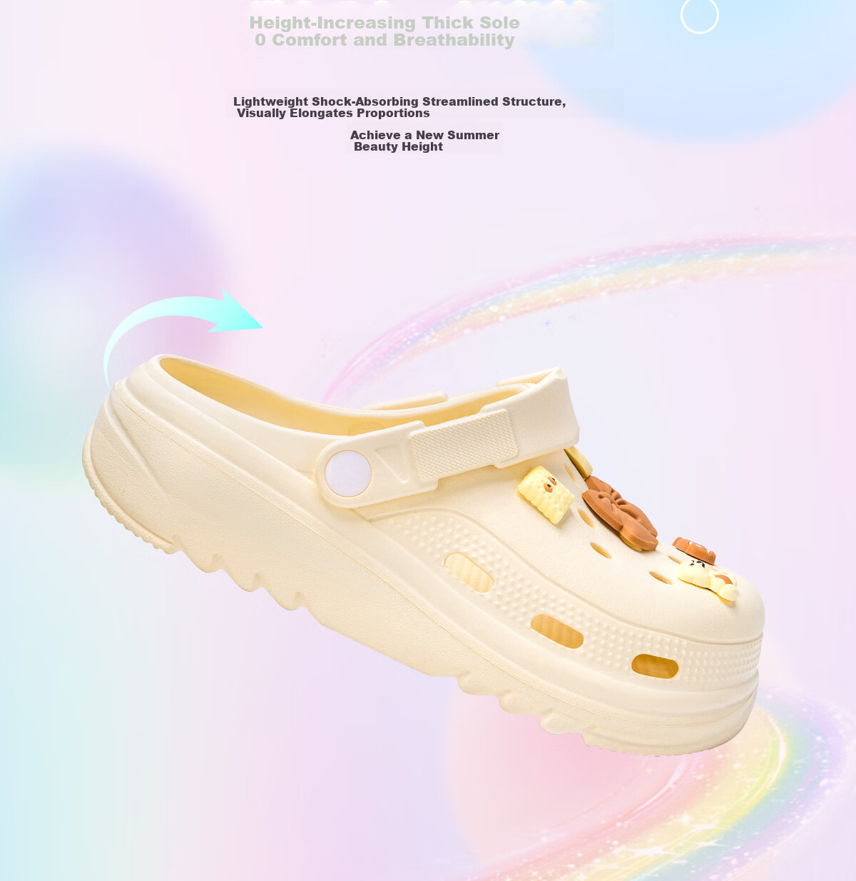 Runrou Women's Summer 2026 New Thick Sole Height Increasing Outdoor Beach Shoes Non-Slip Soft Sole Closed-Toe Sandals 11
