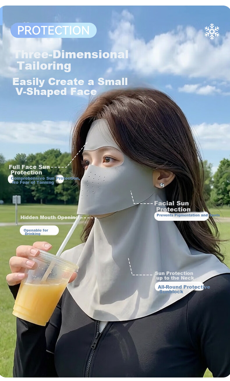 FitonTon Summer Integrated Sun Protection Face and Neck Mask UV Protection Ice Silk Face Bikini 3