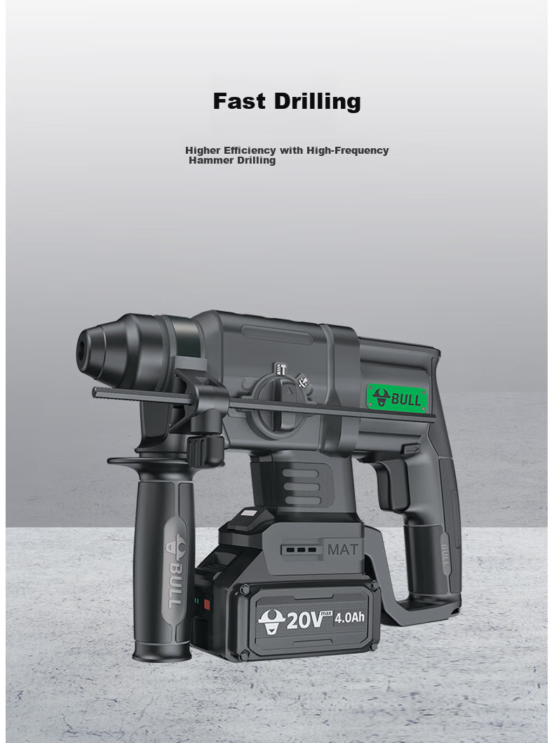 BULL Lithium Brushless Electric Hammer Dual Battery 4.0Ah Concrete Chiseling Hammer GDC20-22S(4.0S) 6