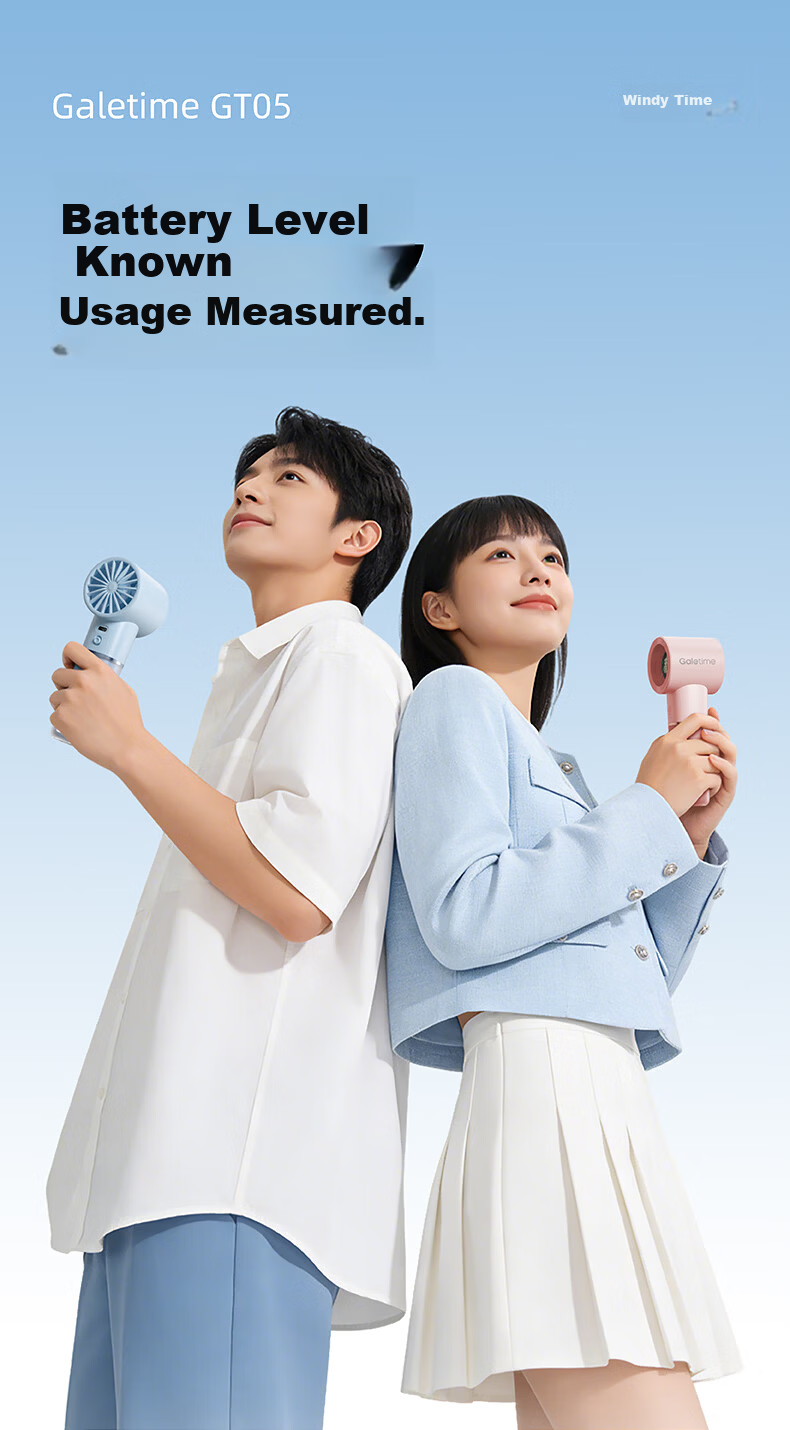 DaFengTime Innovative Display Endurance Technology Handheld High-Speed Timer Mini Fan Portable Small Student Dormitory Outdoor Mini Long Battery Life Rechargeable Energy-Saving Fan 1