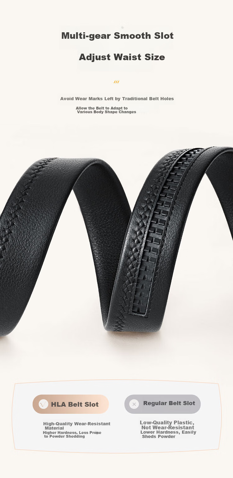 HLA Heilan Home Men's New Genuine Leather Automatic Buckle Belt Business Commuter Gift for Boyfriend HXAYDM0AEXM126 10