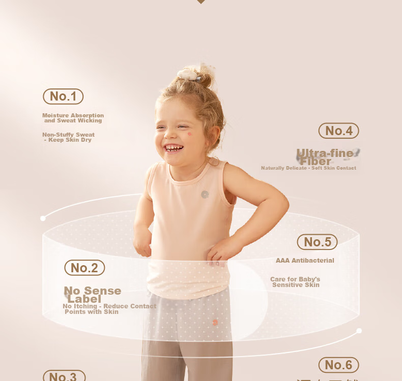Q21 Tencel Moisture-Wicking Children's Undershirt Vest, Antibacterial, Summer Thin Style, Class A Sleeveless, for Boys And Girls, Inner And Outer Wear, Breathable 1