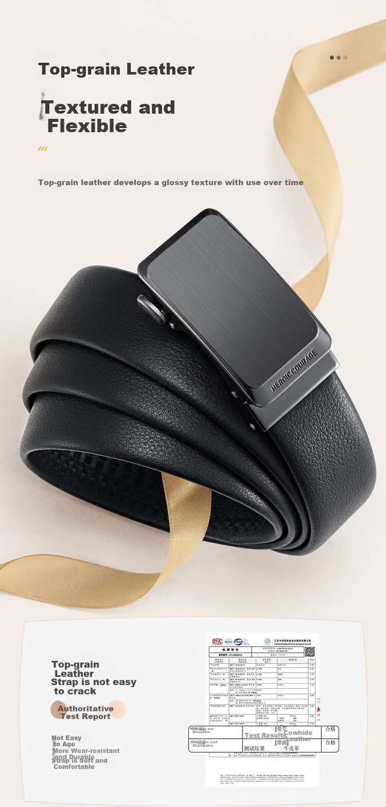 HLA Heilan Home Men's New Genuine Leather Automatic Buckle Belt Business Commuter Gift for Boyfriend HXAYDM0AEXM126 7