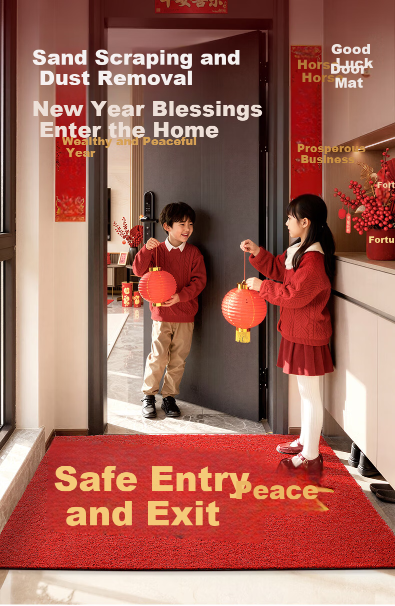 DeXi Safety Entrance Door Mat Non-Slip Floor Mat Red 45x75cm 1