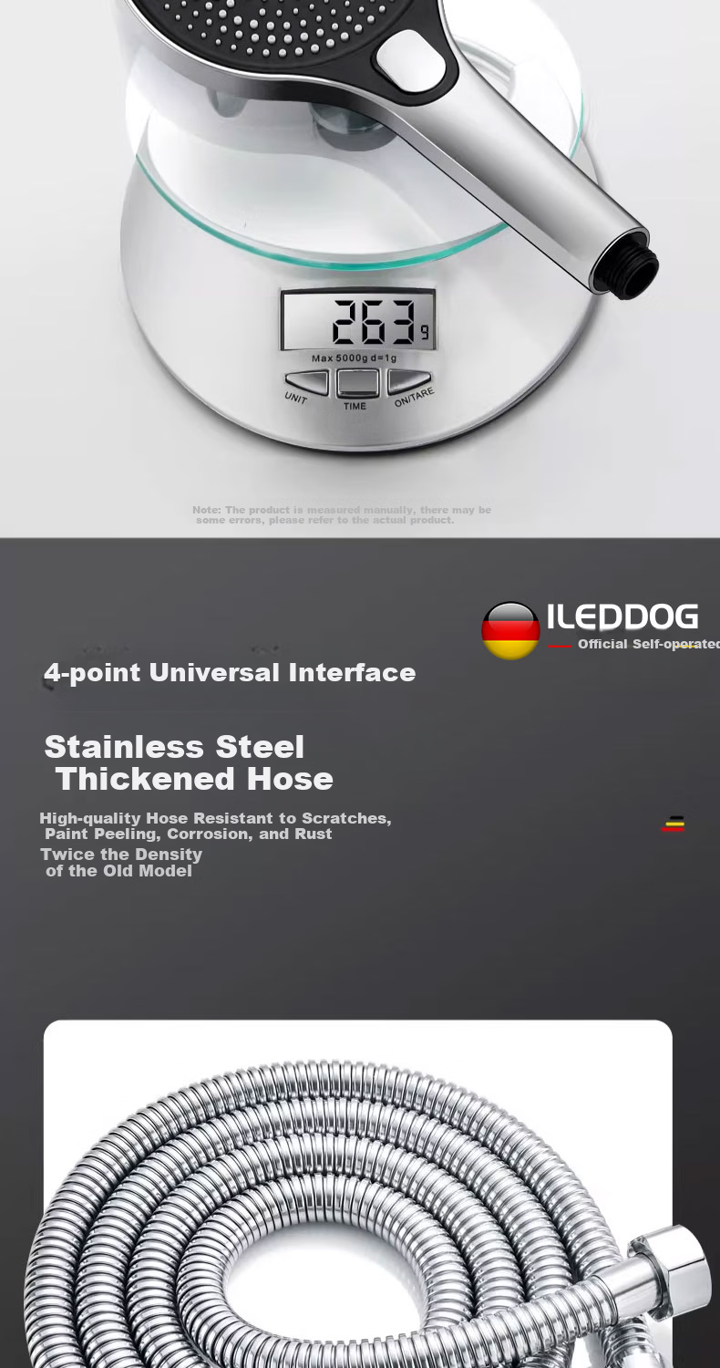 ILeddog [Germany] High-Pressure Shower Head Powerful Water Flow Home Bathroom Handheld Shower Set S0303 12