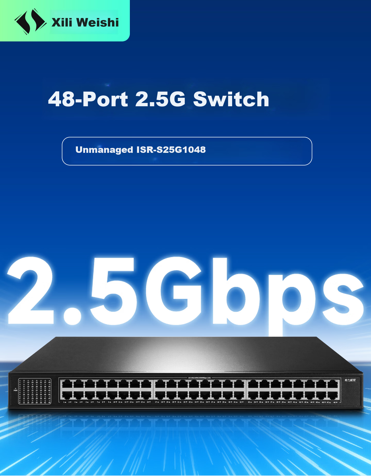 Xilivision 48-Port 2.5G Unmanaged Plug-and-Play Full Ethernet Switch SR-S25G1048 1