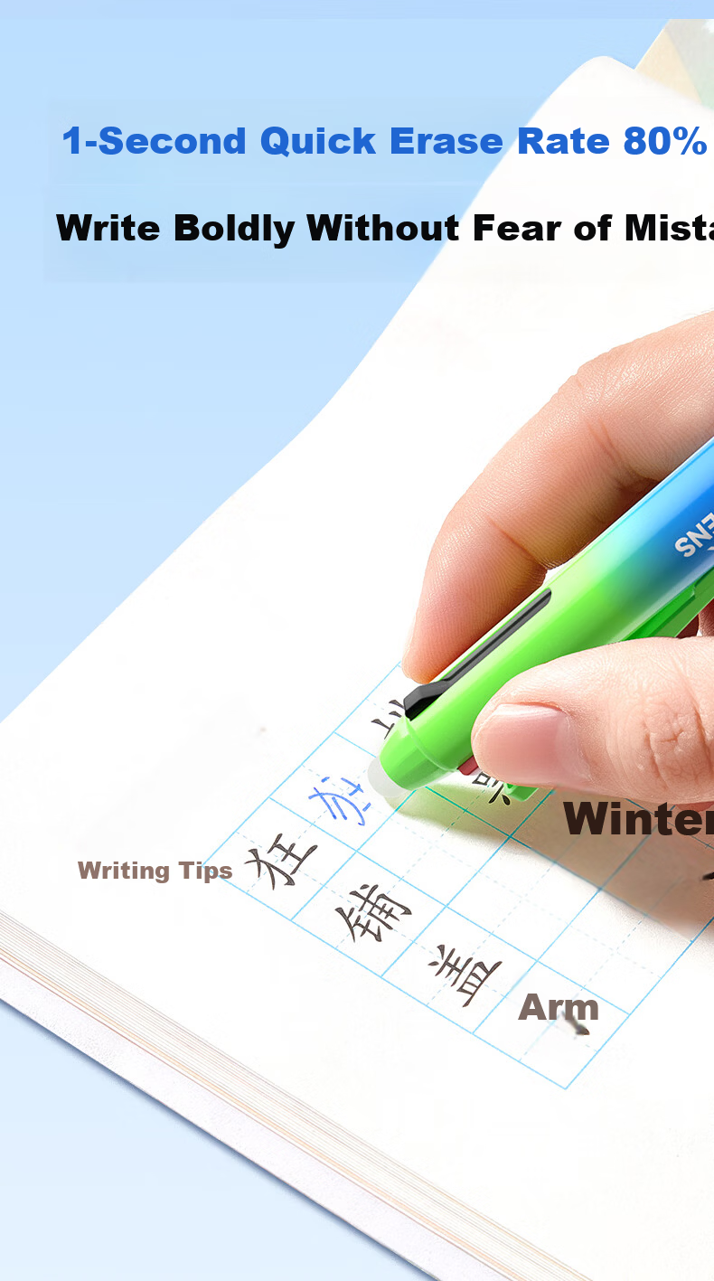 Mao Prince Erasable Gel Pen Multicolor Retractable Pen Blue Red Black School Office Stationery Shimmering Green 6
