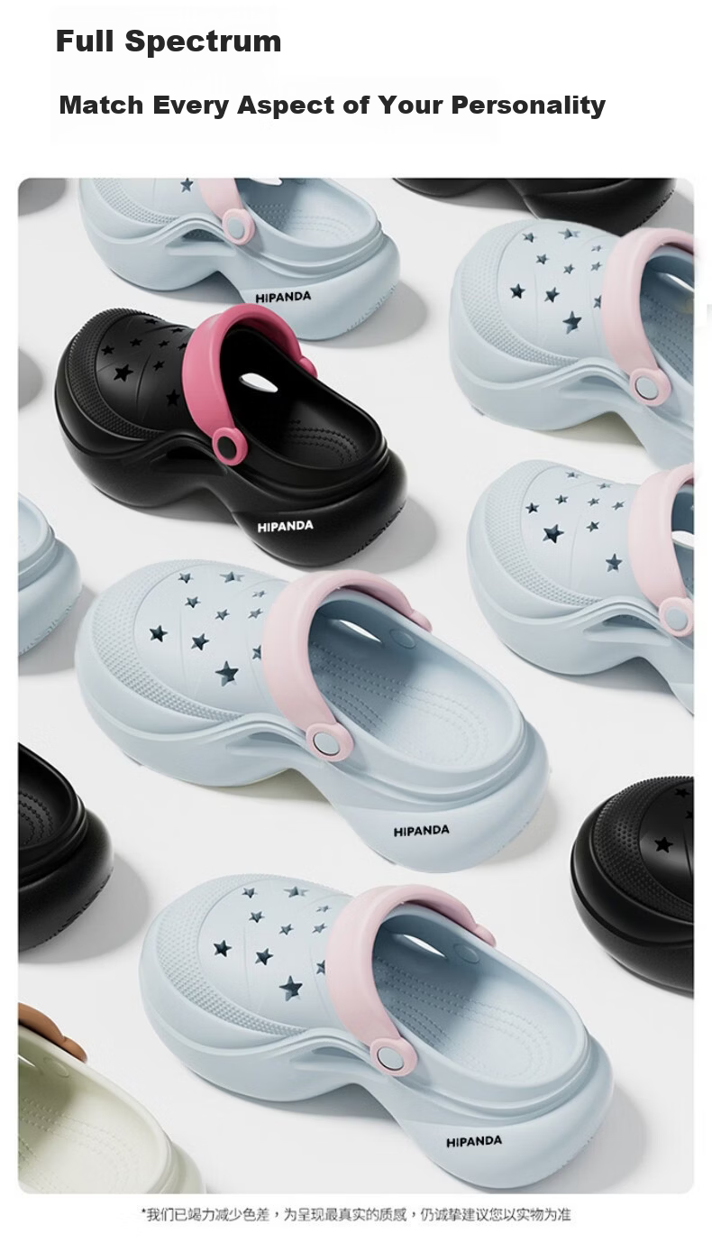 HIPANDA Women's Outdoor Hole Shoes Non-Slip EVA Summer Fashion Thick Sole Height Increasing Mary Jane Closed-Toe Slippers 5