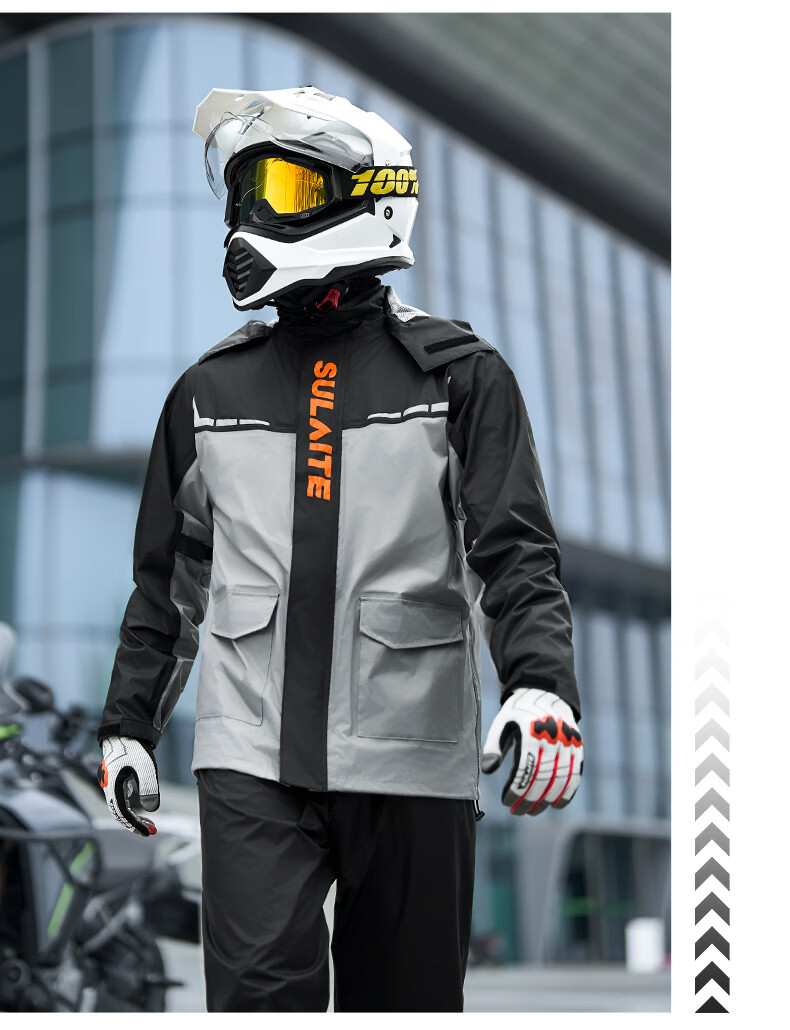 SULAITE Motorcycle Riding Two-Piece Raincoat and Rain Pants Set Electric Vehicle Rider Four-Season Heavy Rainproof Riding Rainwear 43