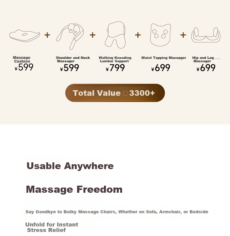 JD Jingzao Massage Cushion Z1 Multifunctional Massage Chair Massager Shoulder Neck Waist Back Hip Kneading Tapping Heating Home Seat Massager Practical Birthday Gift for Parents and Elders 2
