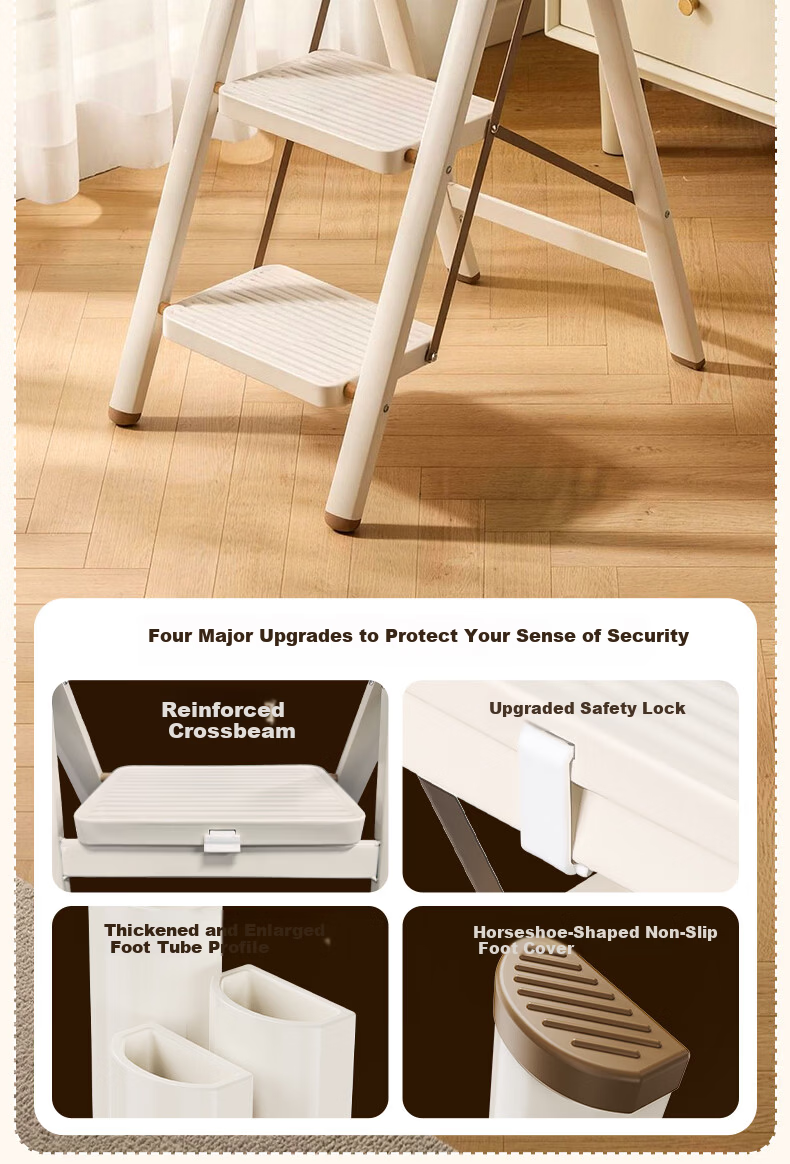 Xiaomoti Household Folding Thickened Carbon Steel A-Frame Ladder Indoor Multifunctional Step Ladder with Handrail Four-Step Ladder 2