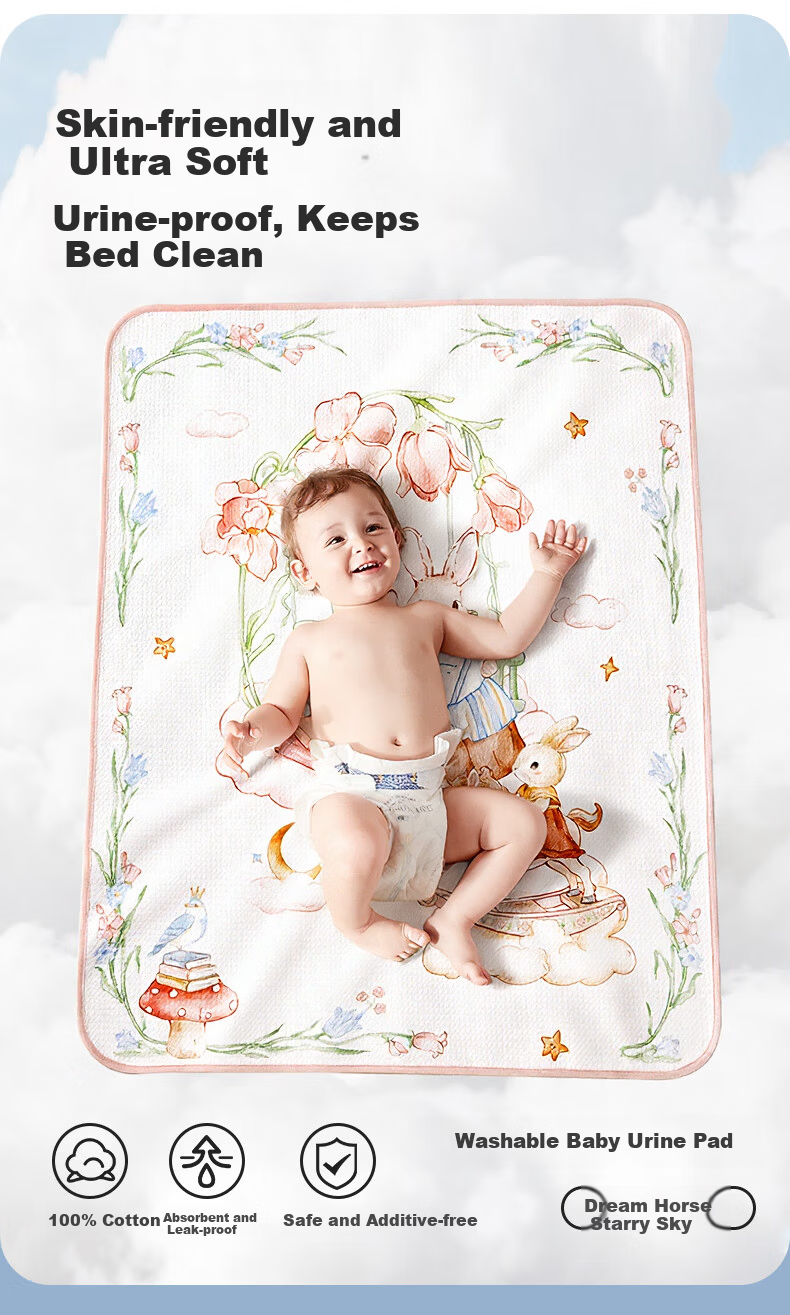 AIBEDILA Washable Antibacterial Air Layer Baby Urine Pad 80x100cm 1