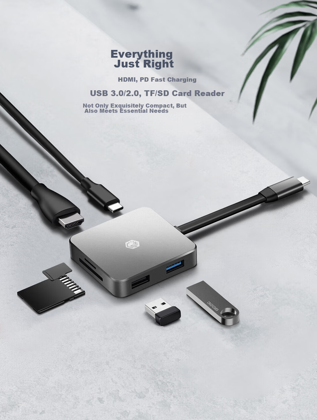 JD Original Four-In Dual-Head Cable Splitter Extended Version 0.6m, Hard Drive HUB Splitter USB Extender Converter Extension, Compatible with Huawei, Lenovo Laptops, Mac Laptops, And Smartphones 5