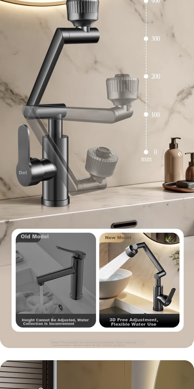 Del 28-Year Brand Basin Faucet Hot and Cold Water Mixer 2-in-1 Universal Mechanical Arm Washbasin Faucet 5
