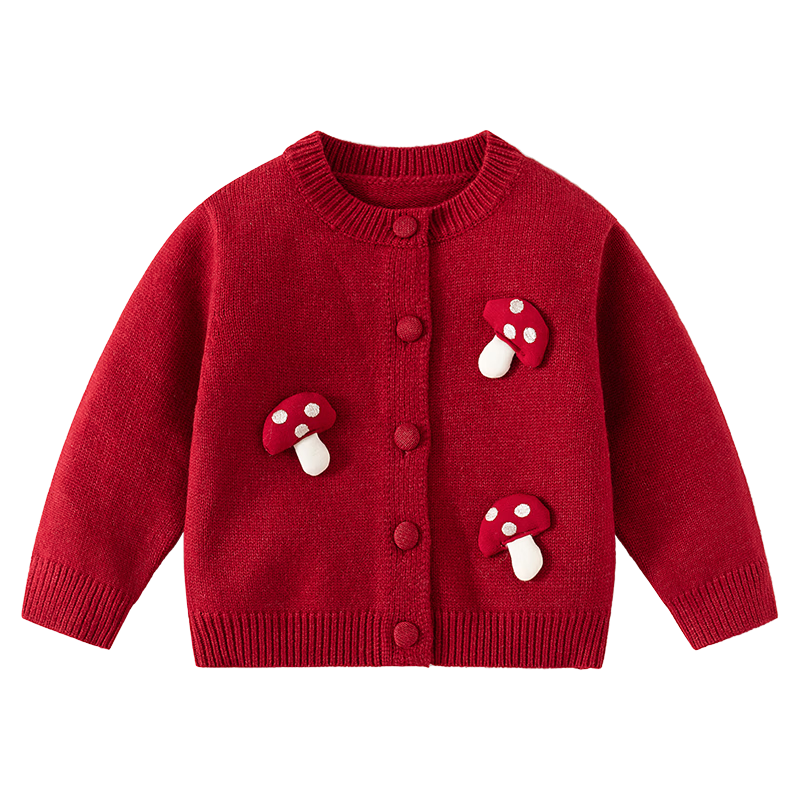 Banxidi Girls Sweater Spring 2026 New Children's Stylish Jacket Baby Knitted Cardigan Spring Autumn New Year Greeting Outfit