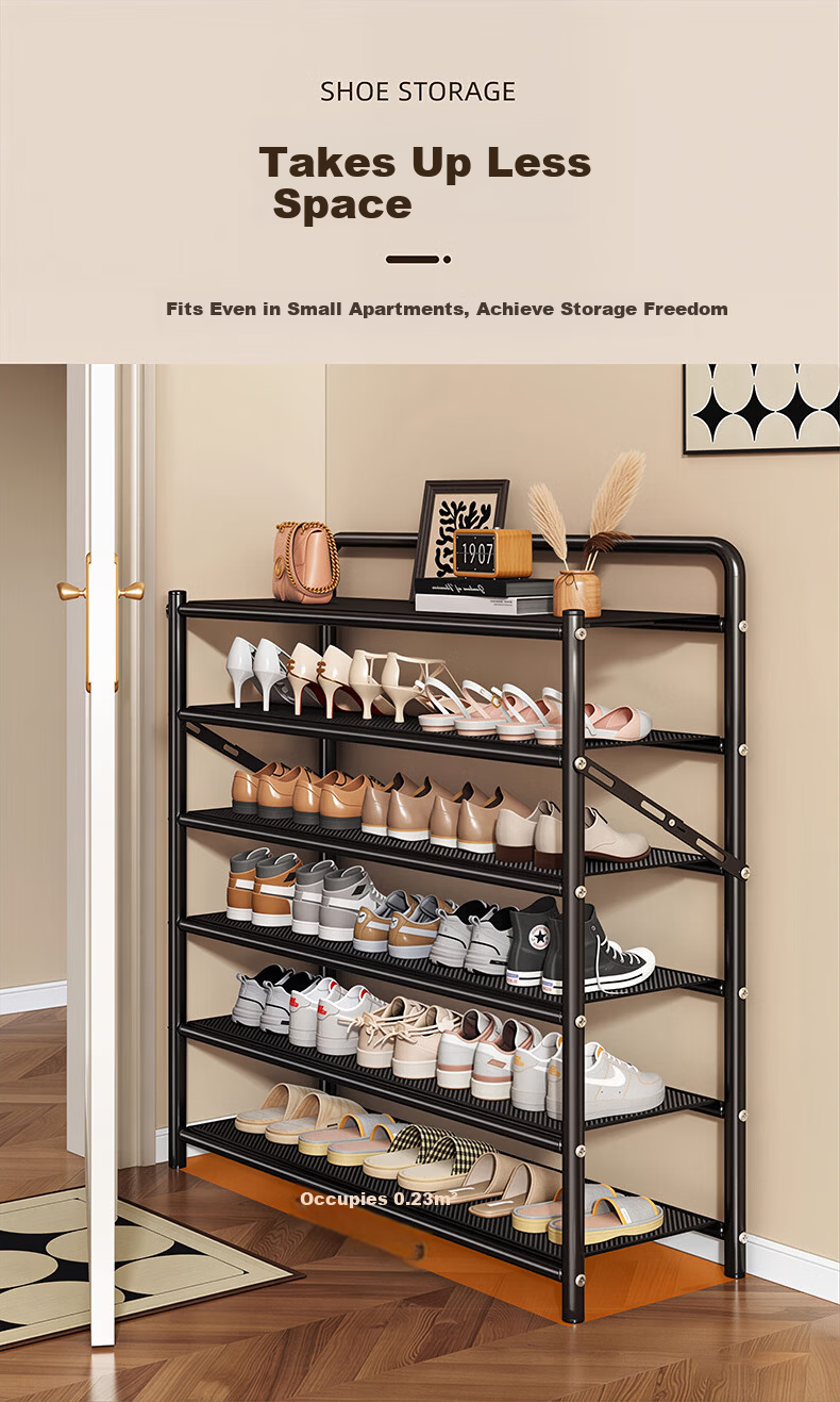 Yaoying Shoe Rack Home Multi-layer Foldable Shoe Cabinet Small Apartment Shoe Storage Organizer YJ23 Black 4 Layers 50cm 5
