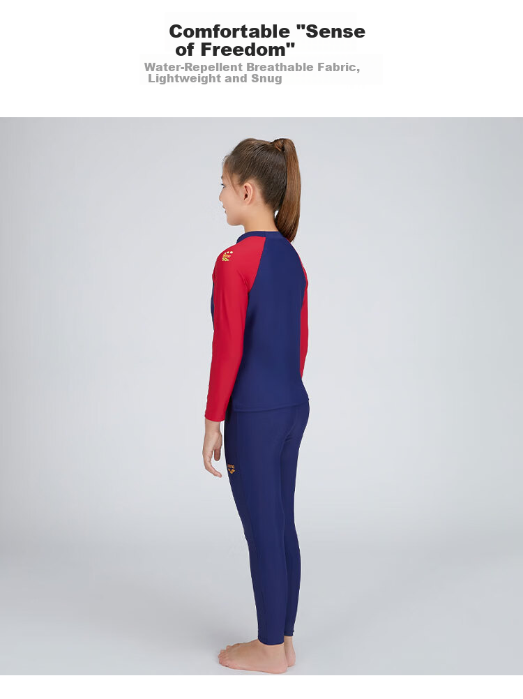 Arena Kids Youth Long Sleeve Two-Piece Sun Protection Stretch Comfortable Boys Girls Swimsuit Set 6