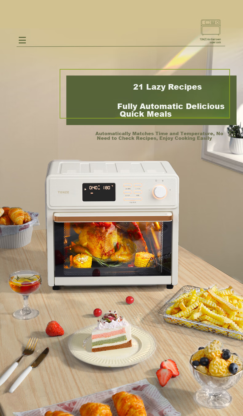 TONZE Multifunctional Electric Oven Home Air Fryer Combo Small 15L Air Fryer Oven Oil-Free Fat-Removing Tender Frying Hot Air Circulation RF3W 13