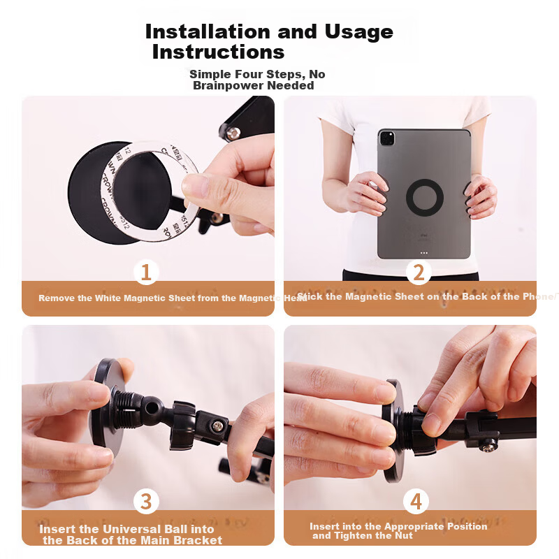 Shuotuo [Large Size | Strong Neodymium Magnetic] Magnetic Ring for Tablet, 2-Pack Magnetic Head for iPad Stand Accessories, Universal Ball Head, Strong Magnet for Tablets 5