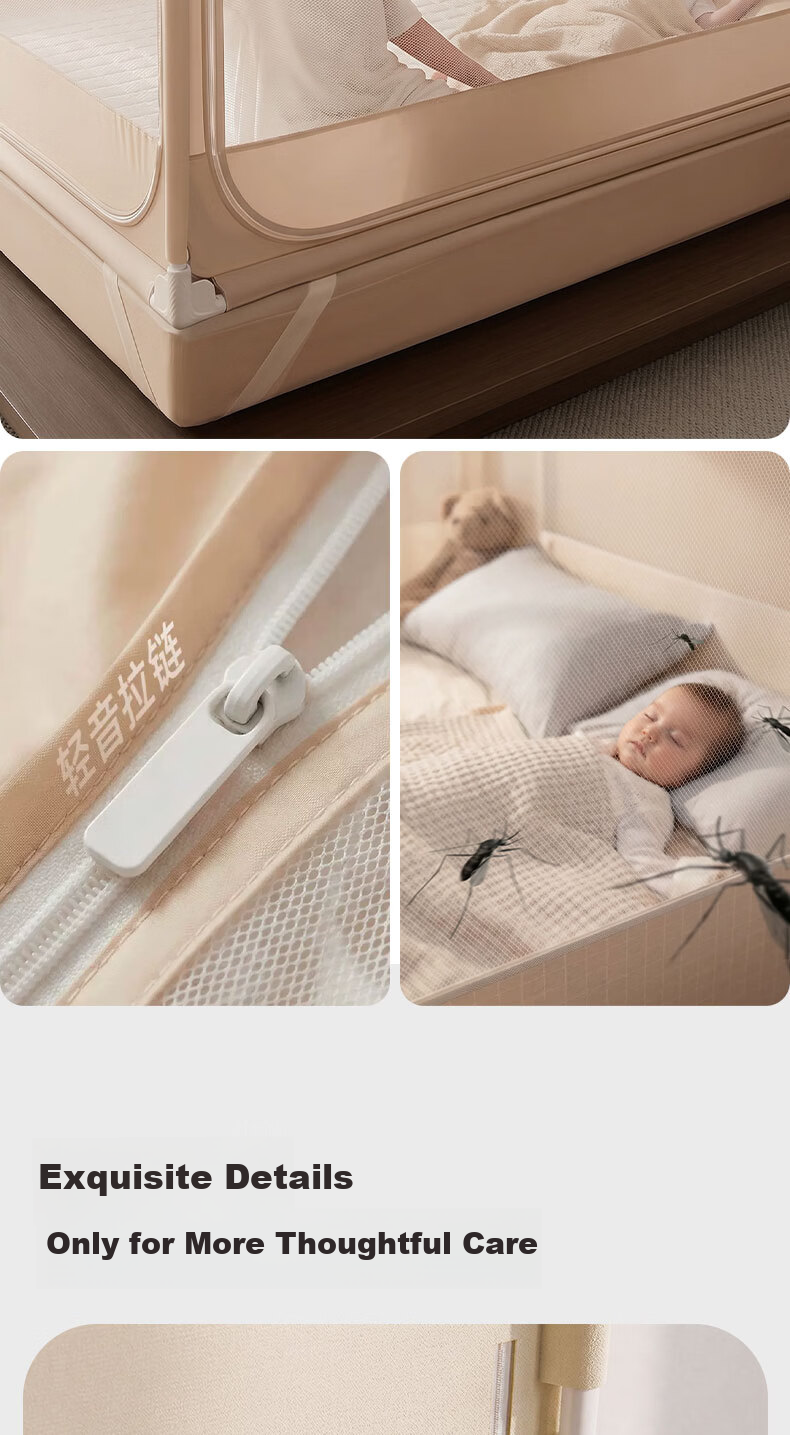 Miansiying Baby Anti-Fall Mosquito Net 1.8x2m Home Bed Fence No Installation Mongolian Tent Baby Grade Class A 13