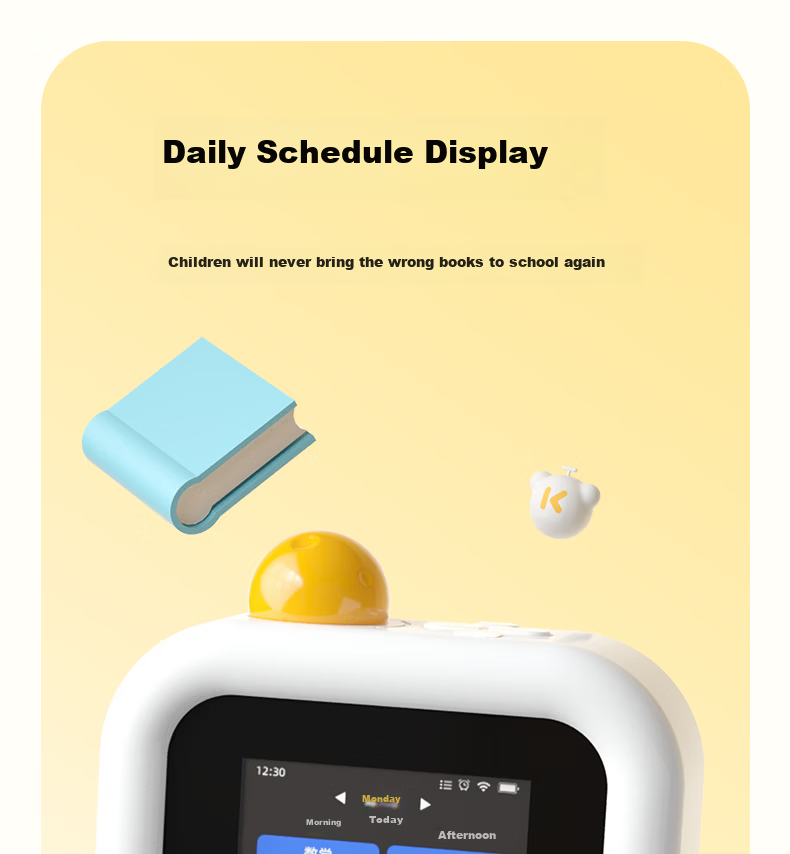 Guanguan Bear [Top Student Edition] Self-Discipline Punch Card Machine Elementary Student Habit Time Management Homework Timer Schedule Timer Alarm Clock Children's Day Gift 18