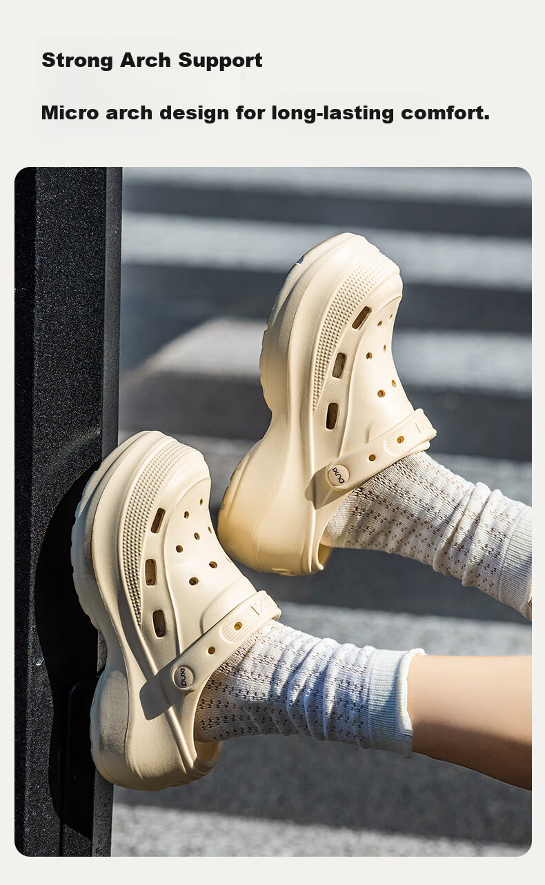 Puxi Women's Thick Sole EVA Slip-On Summer Clogs Non-Slip Odor-Resistant Cloud White Sandals Size 33-34 6