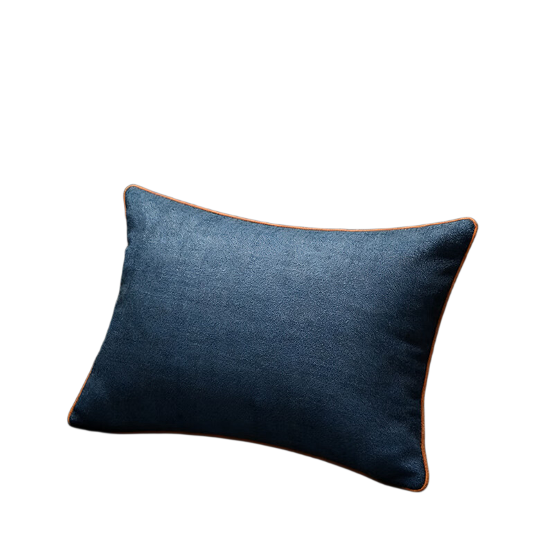 Huamanshengting Chinese-Style Throw Pillow with Inner Cushion, Fabric Waist Pillow for Bed Backrest And Car Lumbar Support, Solid Color Deep Blue 35*50cm