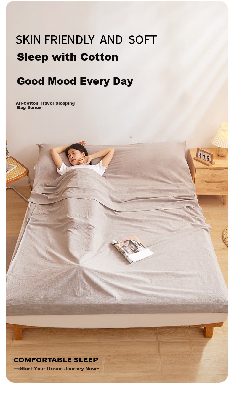MUJI Class A Pure Cotton Hotel Anti-Dirt Sleeping Bag Full Cotton Travel Portable Bed Sheet 200*210cm 3