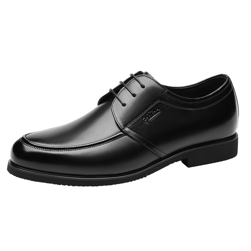 Goldlion Men's Shoes, Business Formal Shoes, Comfortable Breathable Wear-Resistant Simple Fashionable Leather Shoes, 53371088201A-Black Size 38