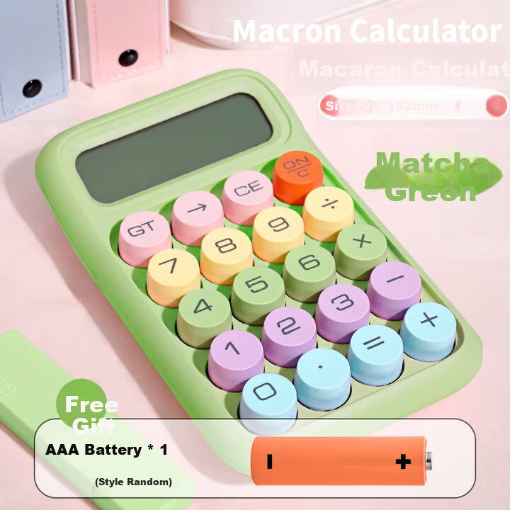 SUNWOOD Portable Student Calculator Macaron Mini Calculator Skin-friendly Mechanical Keyboard Elementary Simple Learning Supplies EC-1872 Sky Blue