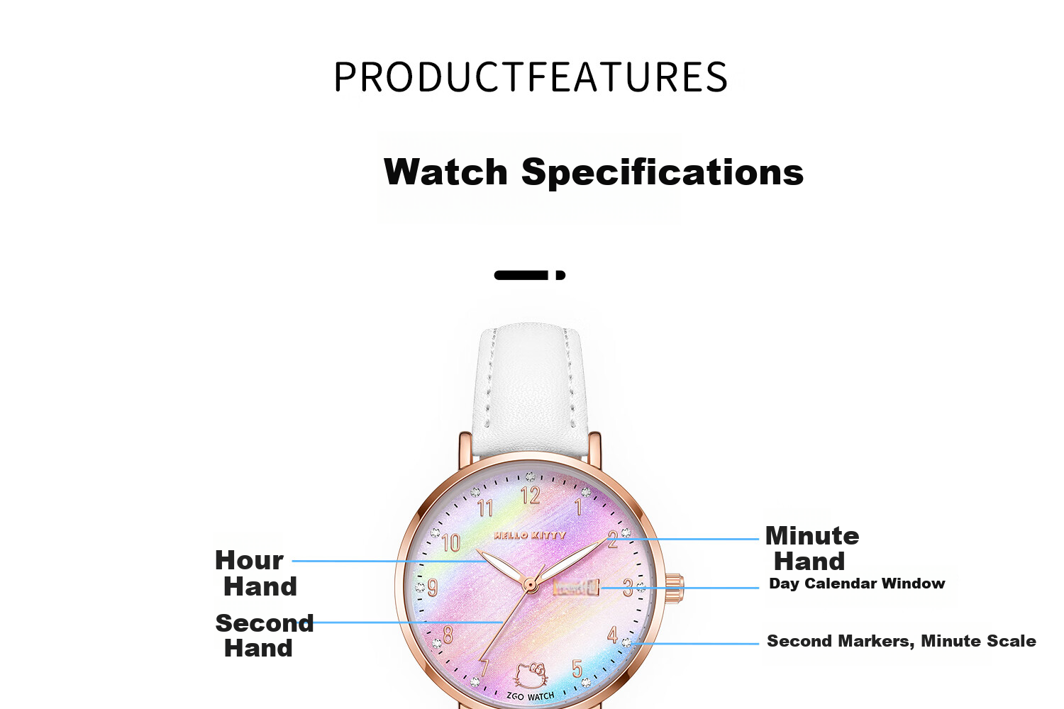 Hello Kitty Girls' Watch Student Dual Calendar Luminous Waterproof Kids' Watch for Elementary and Middle School Girls Exam Wristwatch 22