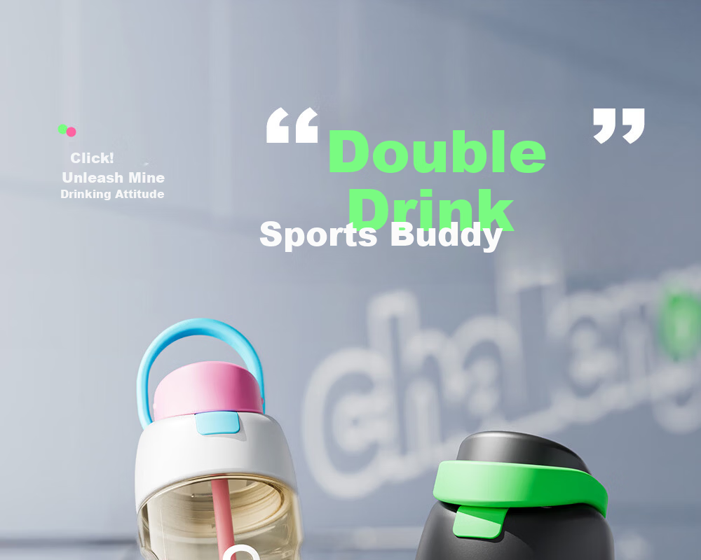 Fuguang Plastic Straw Cup PPSU Large Capacity Portable Sports Fitness Cup 820ML Green for Men and Women Students 1