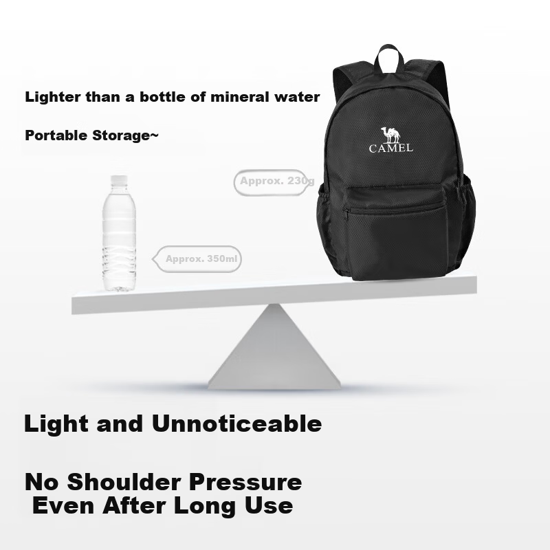 CAMEL Large Capacity Travel Outdoor Backpack Casual Sports Lightweight Hiking Bag Night Black 575B673035A