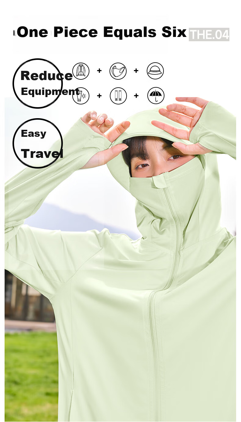Warrior Women's Ice Silk Sunscreen Jacket Summer 2026 New Quick-Dry Cooling Large Brim Hooded Coat Stylish Sun Protection Shirt 11