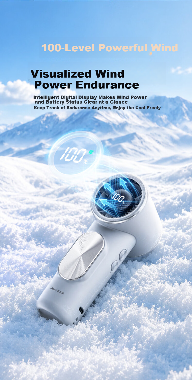 AUX Handheld Portable USB Mini Fan Long Battery Life Quiet High-Speed Energy-Saving Rechargeable Office Cooling Fan 10