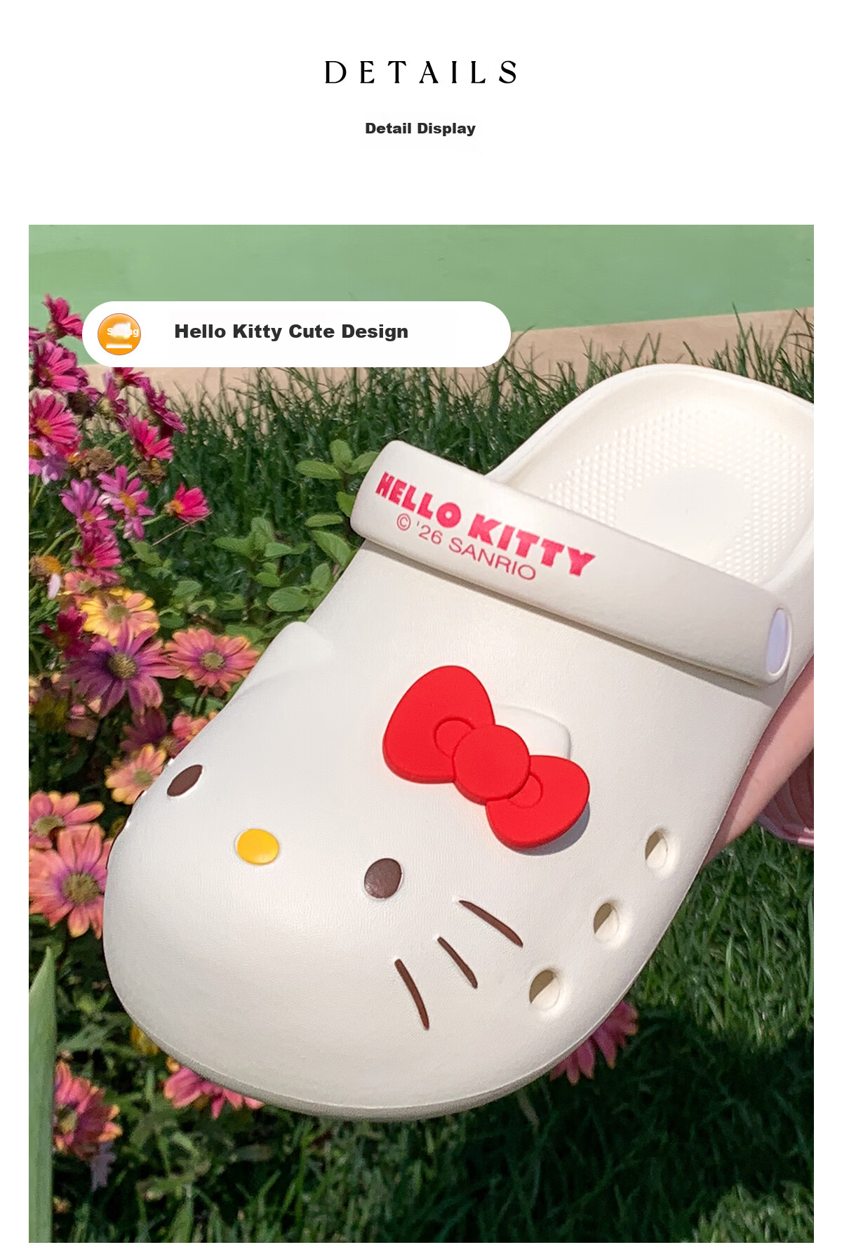 Runrou Women's Summer 2026 New Hello Kitty Thick Sole Height Increasing Outdoor Beach Shoes Non-slip Closed Toe Sandals 4