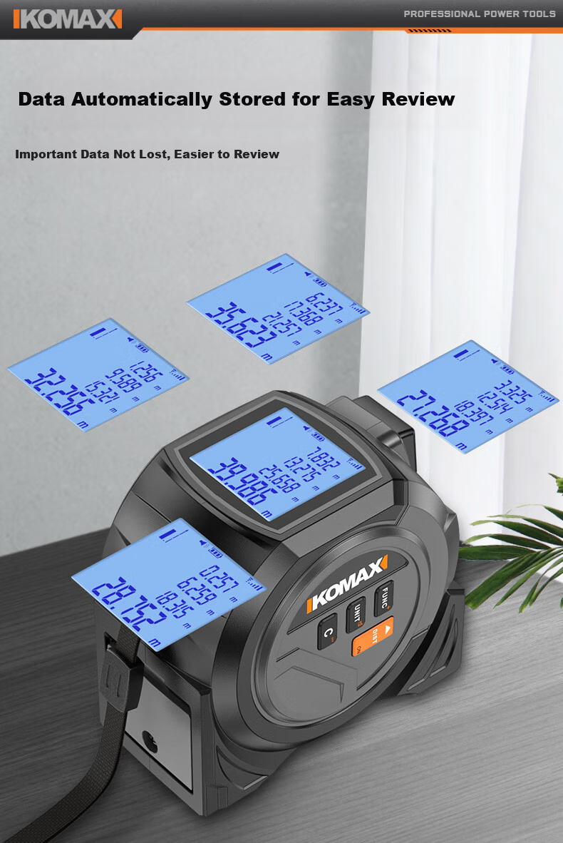 KEMAISI 3-in-1 Laser Distance Measuring Tape Infrared Rangefinder High-Precision Handheld Electronic Ruler Tape Measure for Carpentry 5