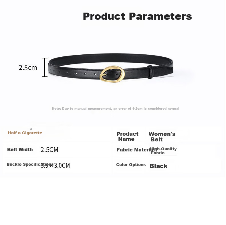 Half-Cigarette Style Women's Fashion Pin Buckle Belt Slim Durable Leather Decorative Skinny Belt for Jeans 4