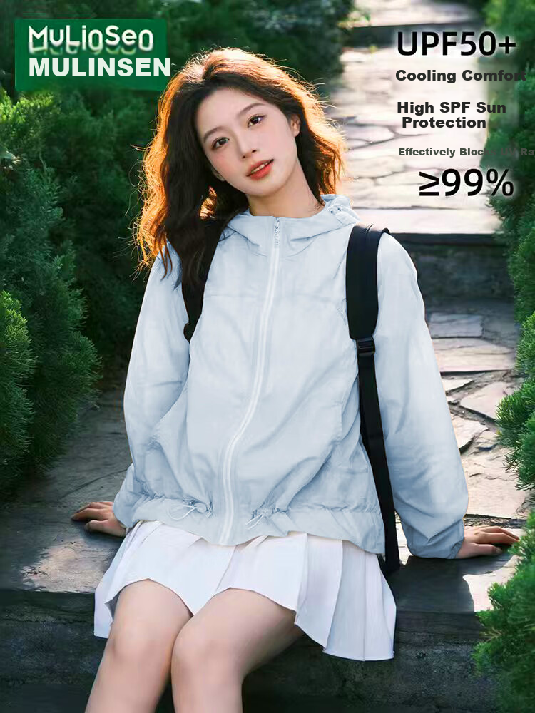 MULINSEN Summer 2026 New Slim Fit Short Sunscreen Jacket for Petite Women, Loose Breathable Hooded Thin Coat 4