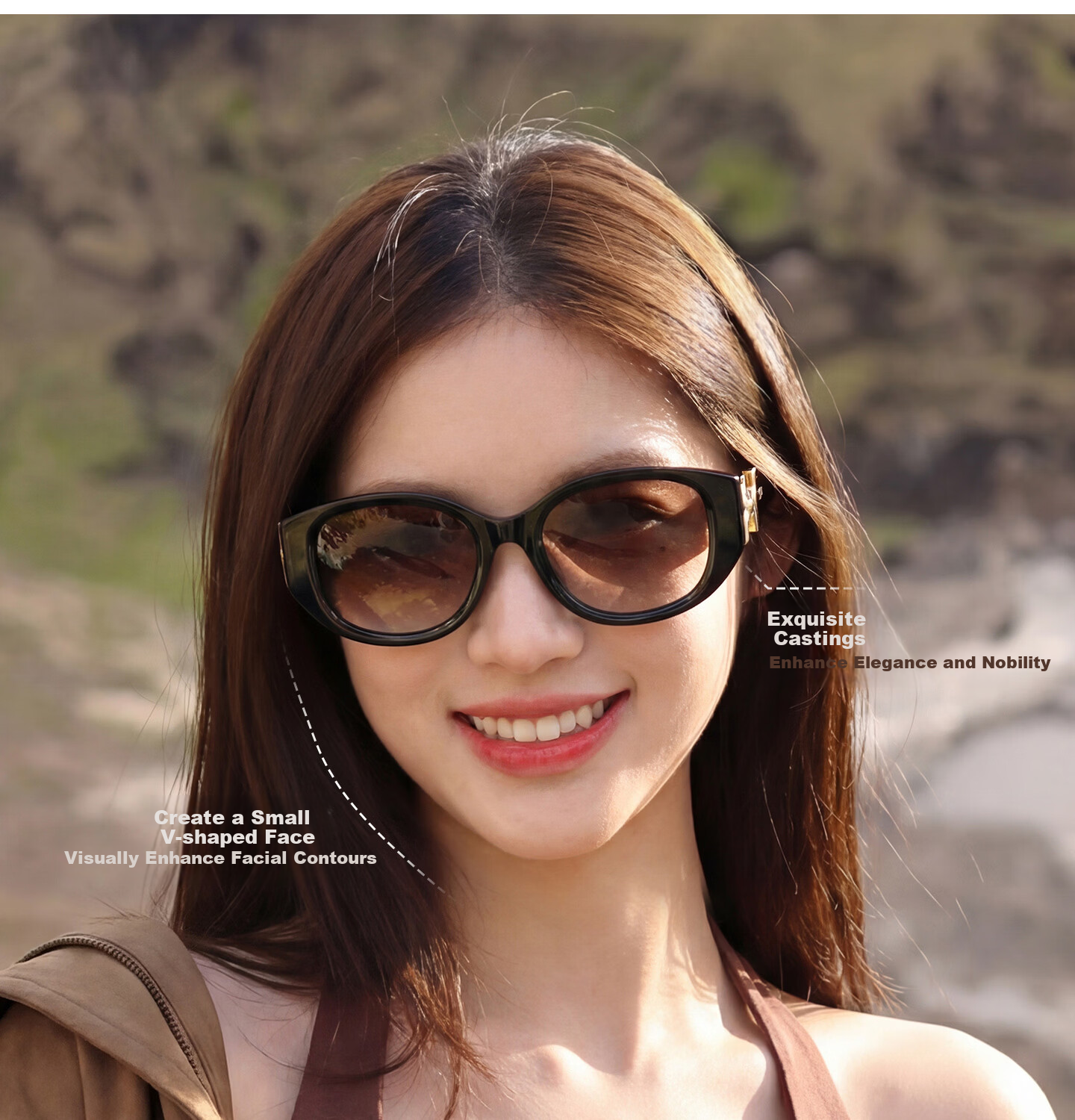 CAPONI Cat Eye Polarized Sunglasses for Women 2026 New Vintage UV Protection Sun Glasses Driving Slim Face 9