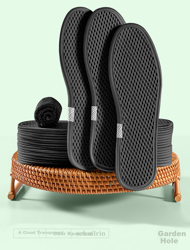 JVBV 5 Pairs Men's Odor-Resistant Insoles JD Self-Operated Sweat-Absorbing Breathable Bamboo Charcoal Deodorizing Thin Leather Shoe Insoles Size 39 14
