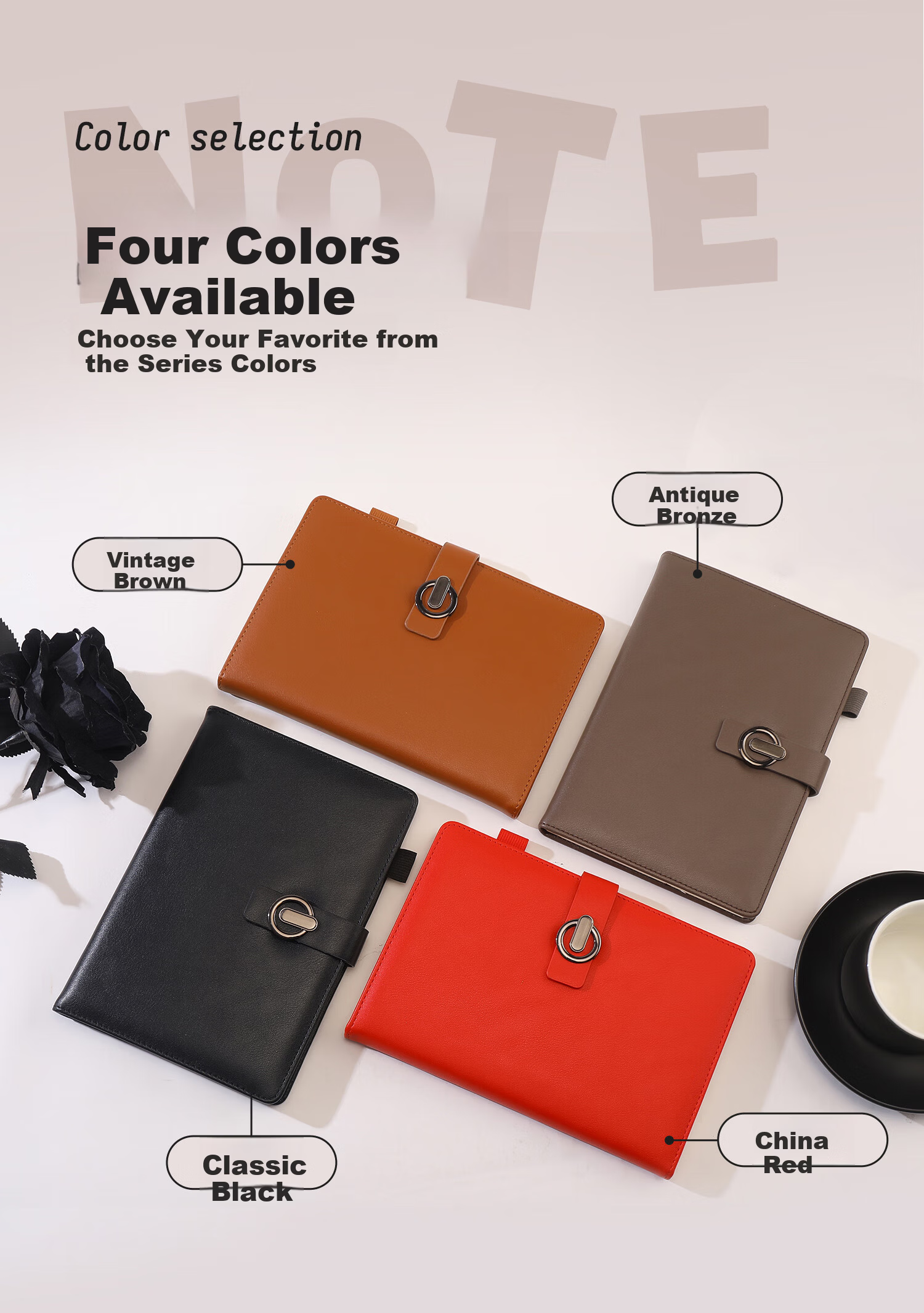 Aohuan Vintage Luxury Buckle Leather A5 Business Office Notebook 200 Pages Thickened Customizable Meeting Notes Copper Brown 4