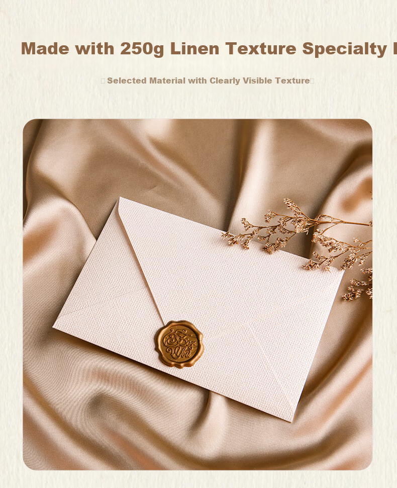 Dailuotang Linen Envelope Letter Paper Set Romantic Love Letter Stationery Greeting Cards Premium Letter Paper Postcards Wax Seal Qixi Valentine's Day Gift Confession Gift for Girlfriend Teacher's Day 2