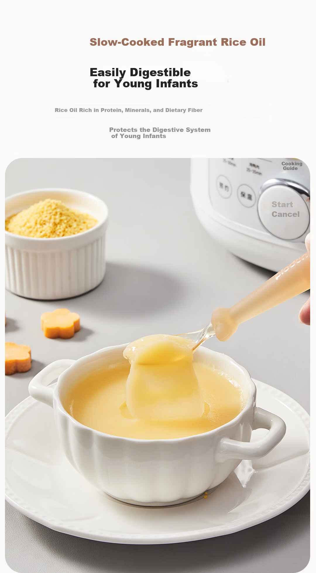 PLODON Baby Rice Oil Supplementary Food Electric Pressure Cooker, Non-Coated Multifunctional BB Infant Small Home Electric Rice Cooker 2L 13