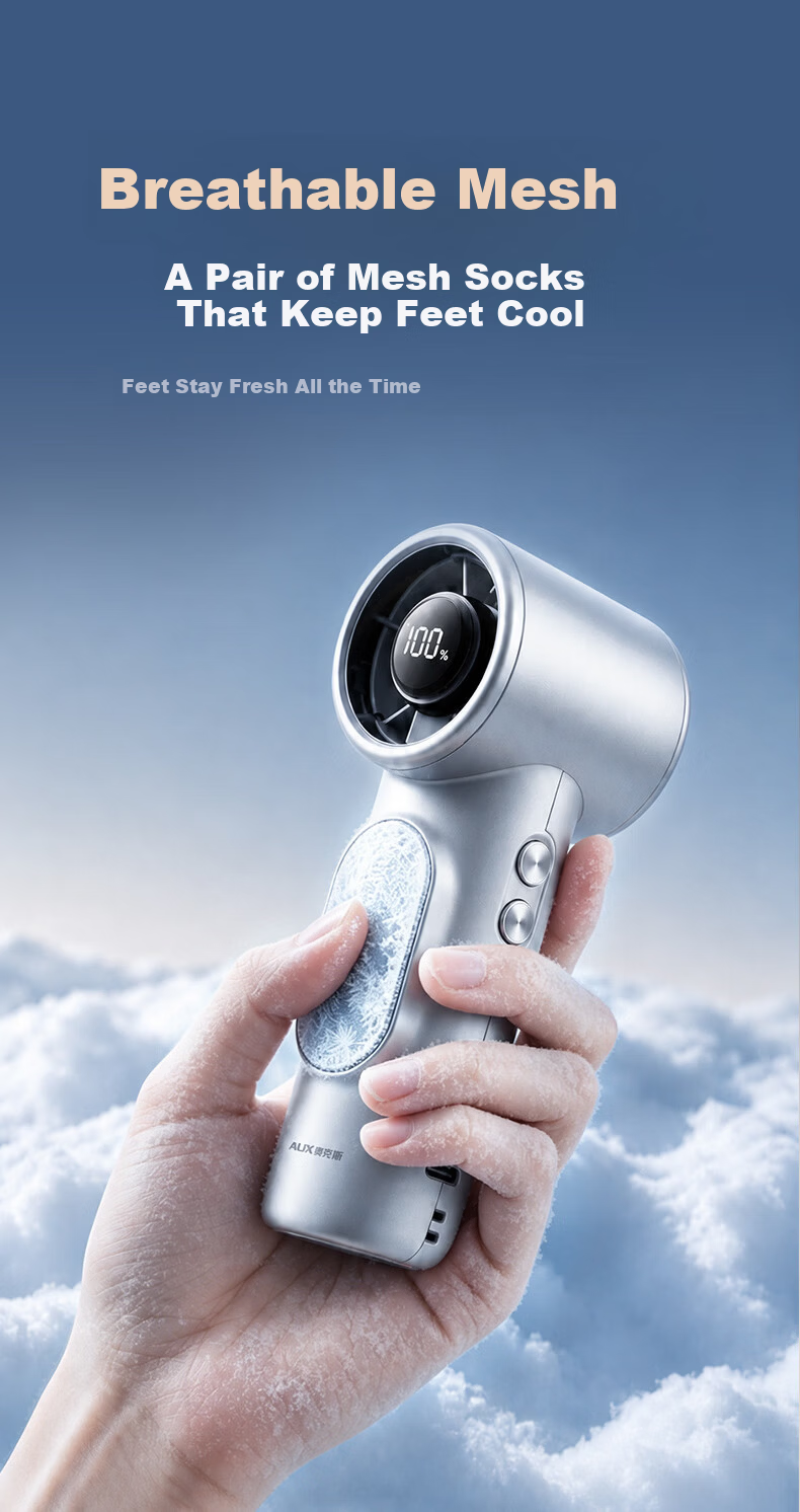 AUX Handheld Portable USB Mini Fan Long Battery Life Quiet High-Speed Energy-Saving Rechargeable Office Cooling Fan 4
