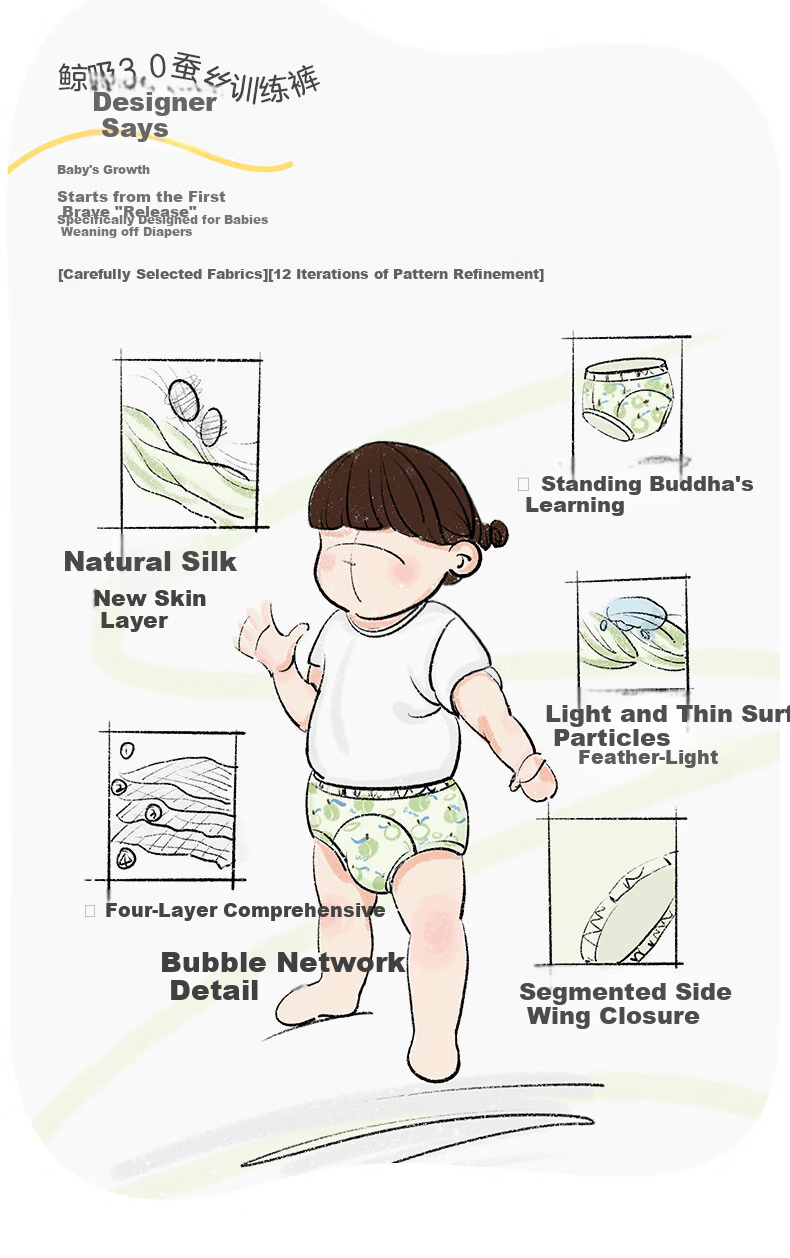 October Crystals Toilet Training Pants Unisex Baby Breathable Diaper Pants Washable Potty Training Underwear Toddler Pull-Ups 3