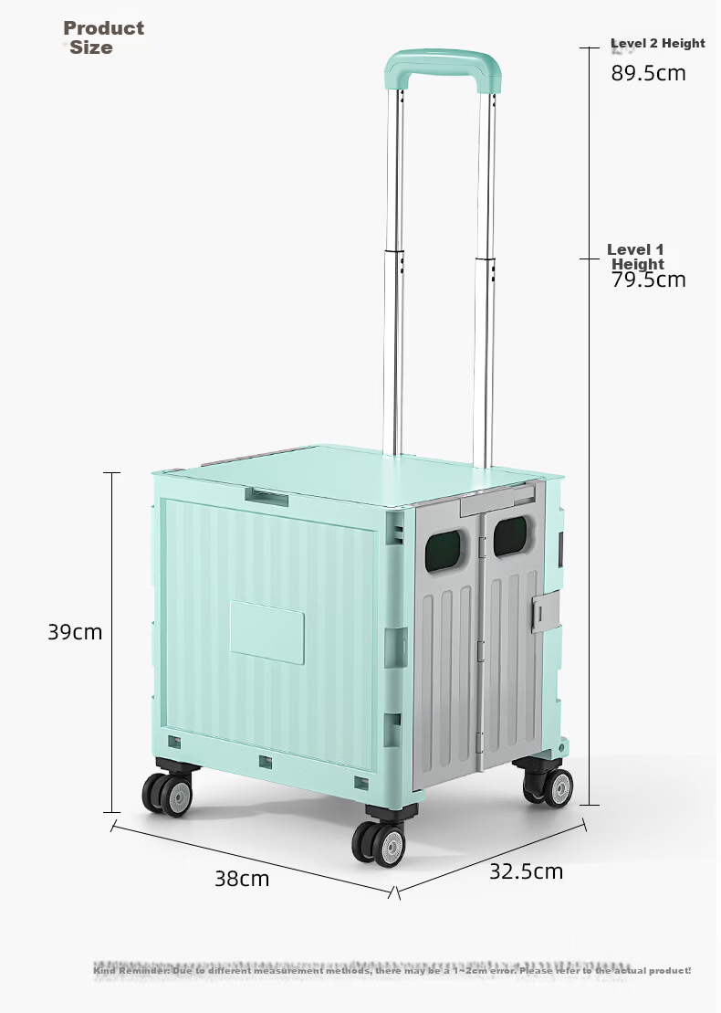 Younai Foldable Shopping Cart Portable Small Trolley Household Hand Cart with Cover 4 Wheels for Grocery and Parcel Pickup 5
